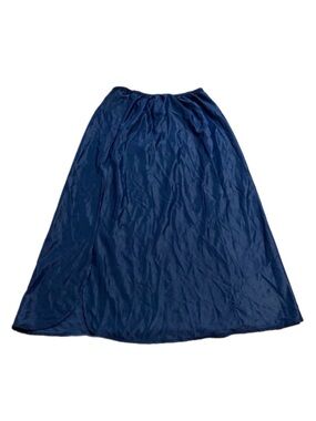 70s/80s European Vintage Eurobella Silky Slip Skirt w Split Hem (Navy/Blue) M/L